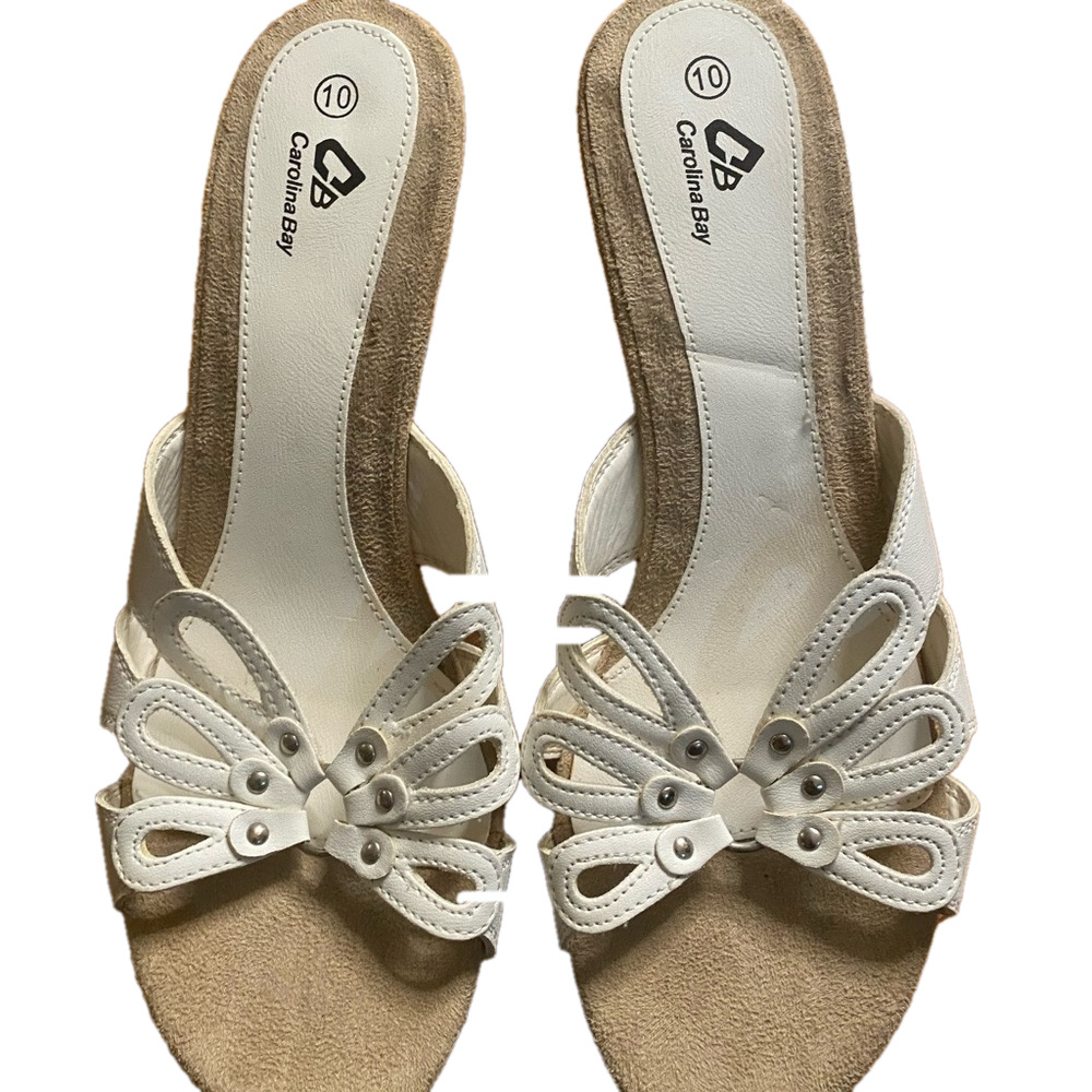 Carolina Bay white open toe shoes- size 10